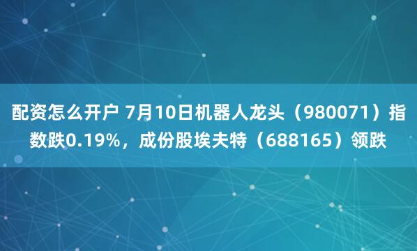 配资怎么开户 7月10日机器人龙头（980071）指数跌0.19%，成份股埃夫特（688165）领跌